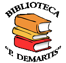 Logo della biblioteca Paolo Demartis, del Liceo Classico: il disegno di una pila di libri