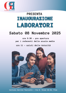 Locandina Inaugurazione Laboratori. Informazioni riportate in chiaro nell'articolo